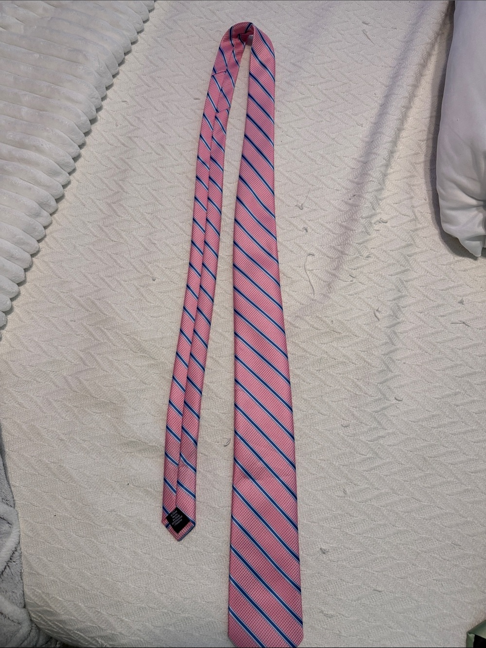 Stafford Pink Tie with Blue and White Diagonal Stripes